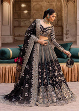 Pakistani Black Hand-Embellished Tussel Silk Bridal Lehenga (3-Piece) - Image 4