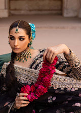 Pakistani Black Hand-Embellished Tussel Silk Bridal Lehenga (3-Piece) - Image 8