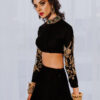 Pakistani Black Embroidered Velvet Lehenga Dress (2-Piece) - Image 4
