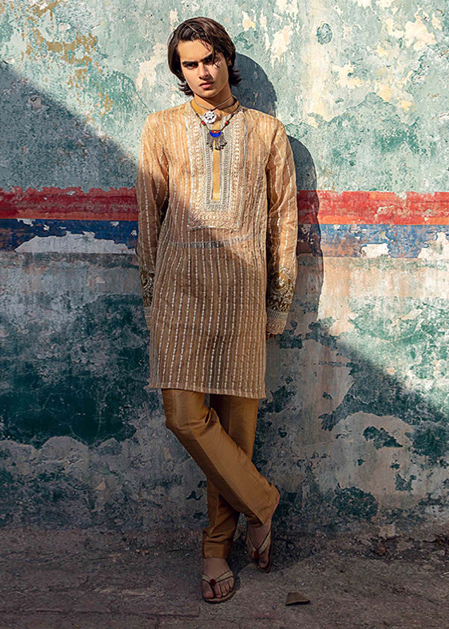 Black Embroidered Cotton Net Velvet Kurta Set (2-Piece) - Image 5