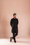 Black Embroidered Wash & Wear Kurta Pajama (2-Piece) - Image 6
