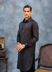 Black Premium Silk Kurta Shalwar (2-Piece) - Image 3