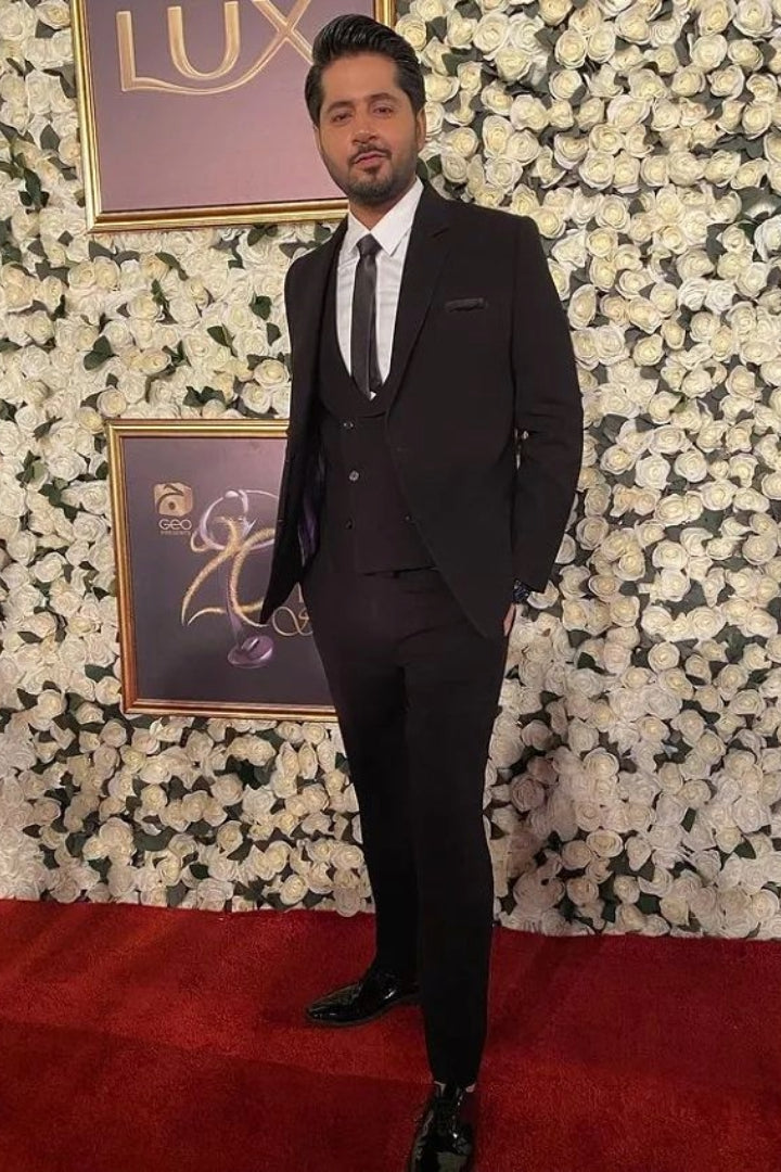 Black Armani Fabric 3-Piece Suit (Double-Breasted Waistcoat) - Image 2