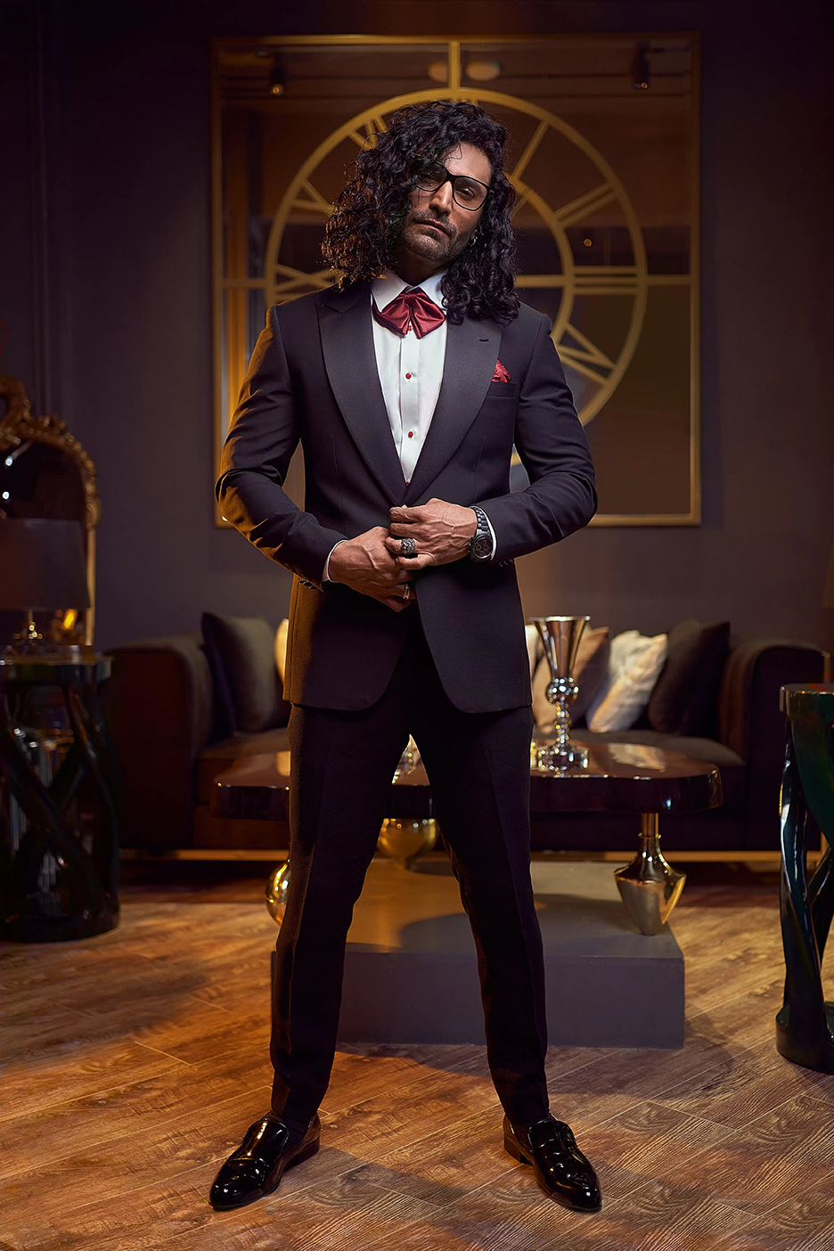 Black Satin Lapel Blended Suit Tuxedo (3-Piece) - Image 1