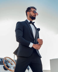 Black Beaded Cashmere Wool Tuxedo (3-Piece) - Image 4