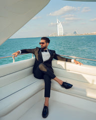 Black Beaded Cashmere Wool Tuxedo (3-Piece) - Image 5