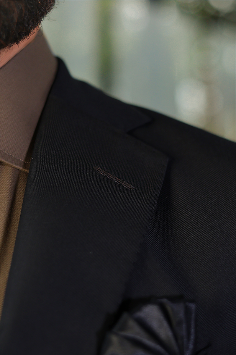 Black Cotton-Wool Blend Two-Piece Suit (2-Piece) - Image 4