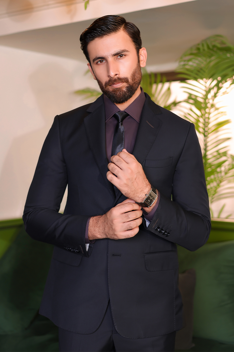 Black Cotton-Wool Blend Two-Piece Suit (2-Piece) - Image 2