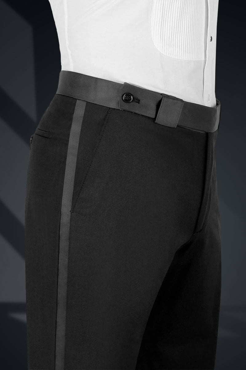 Black Satin-Trim Italian Fabric Double-Breasted Tuxedo (3-Piece) - Image 4