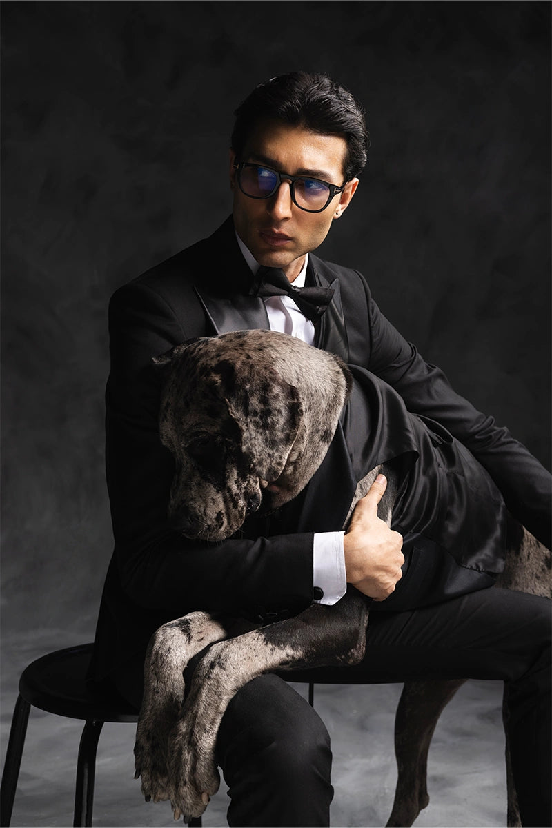 Black Satin Peak Lapel Tuxedo (2-Piece) - Image 4