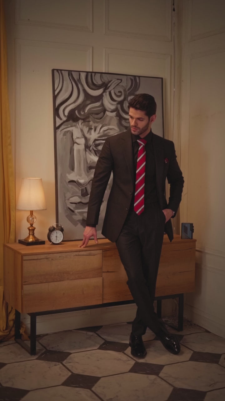 Black Tailored Suiting Fabric Two-Piece Suit (2-Piece) - Image 4