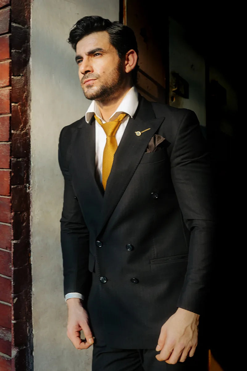 Black Hand-Stitched Terry Rayon Tuxedo (2-Piece) - Image 2