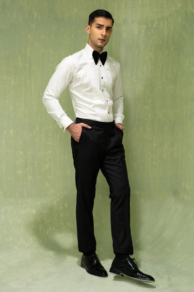 Black Hand-Stitched Terry Rayon Tuxedo (3-Piece) - Image 4