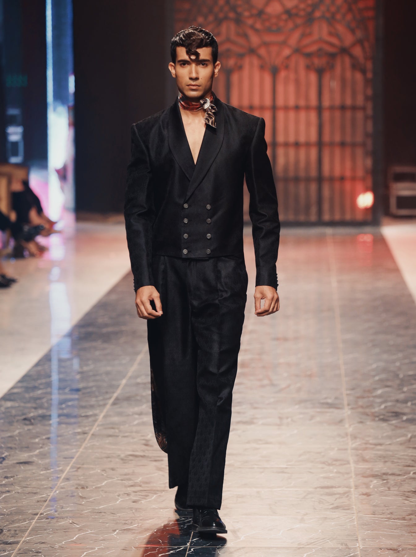 Black Woven Jamawar Tailcoat Suit (2-Piece) - Image 2
