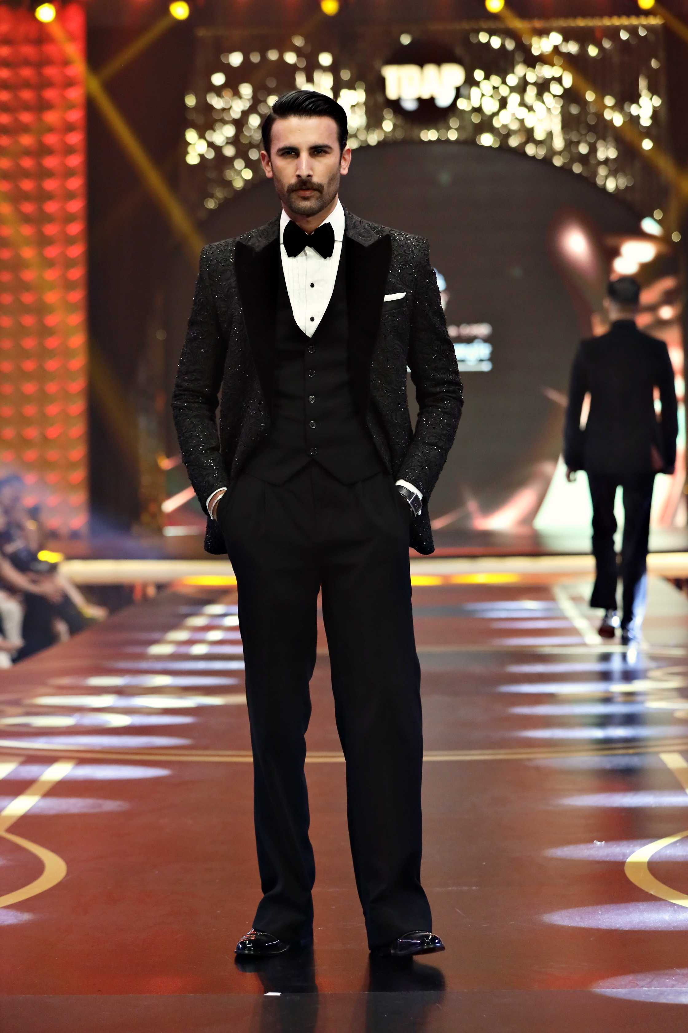 Black Hand-Embellished Velvet & Armani Tuxedo (3-Piece) - Image 2