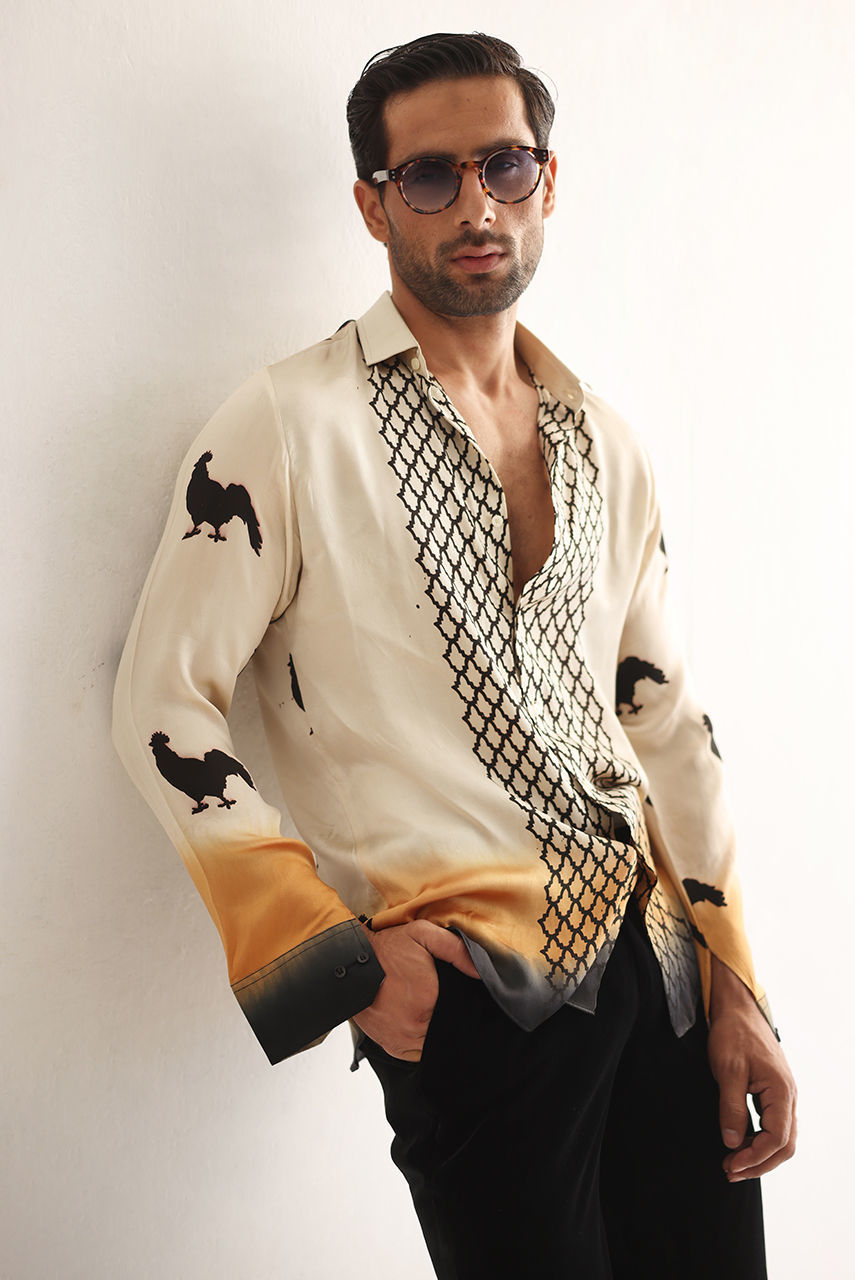 Black Velvet Tuxedo with Silk Printed Shirt (3-Piece) - Image 2