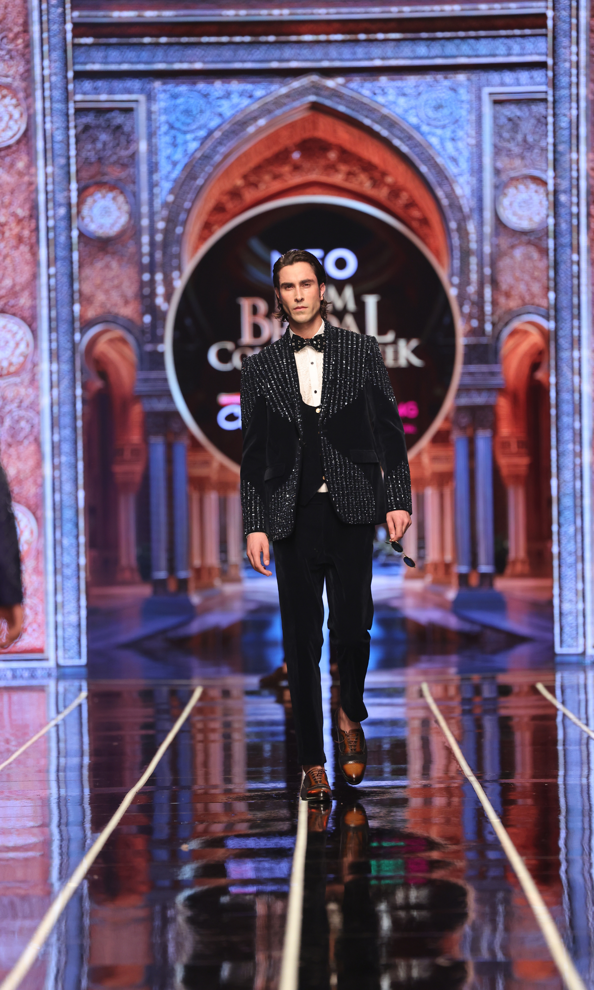 Black Zardozi Velvet Tuxedo Suit (2-Piece) - Image 2