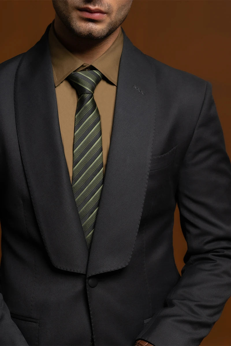 Black Hand-Stitched Wool Blend Tuxedo (2-Piece) - Image 4