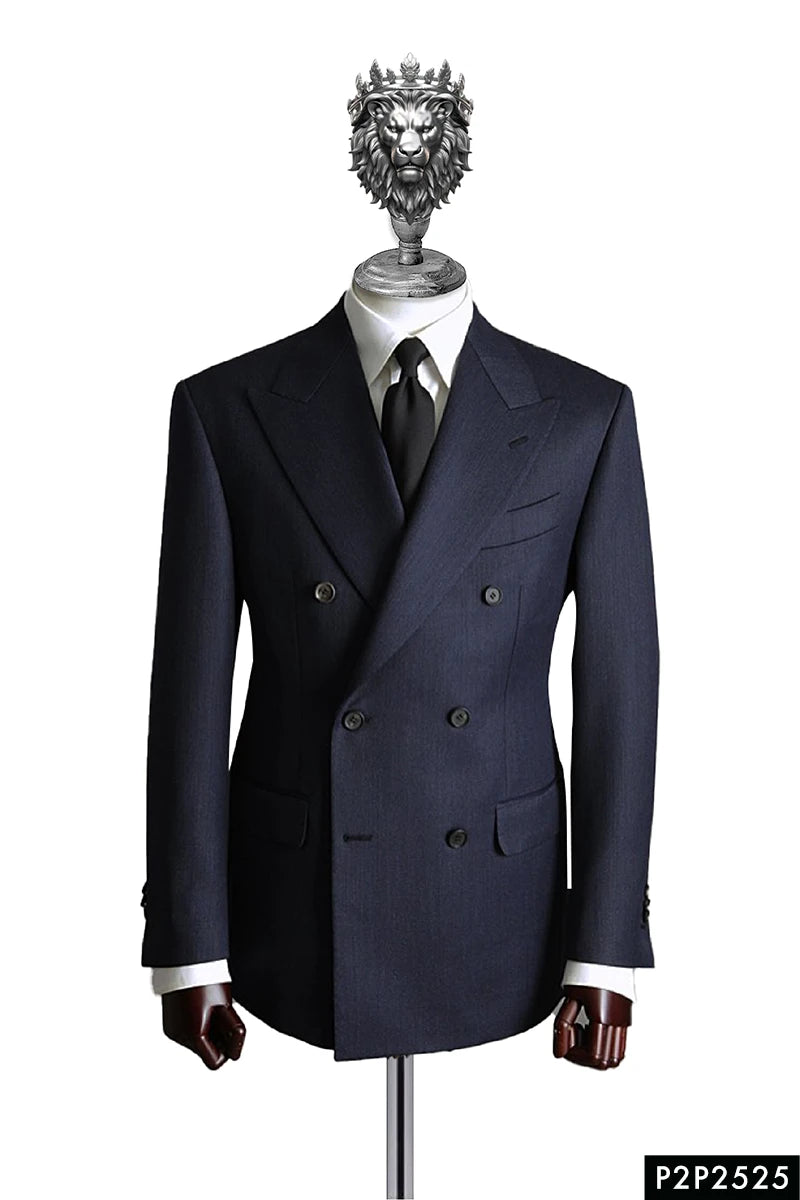 Black Wool-Blend Double-Breasted Tuxedo (2-Piece) - Image 1