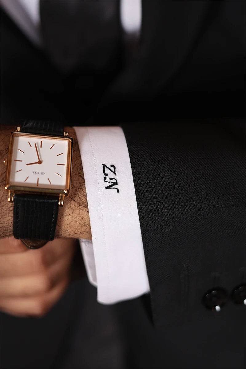 Black Hem-Stitched Wool Blend Formal Suit (2-Piece) - Image 3