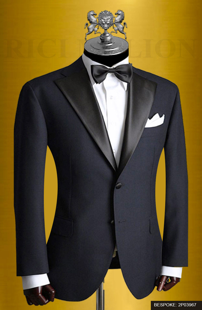 Black Wool Tuxedo with Satin Peak Lapels (2-Piece) - Image 1