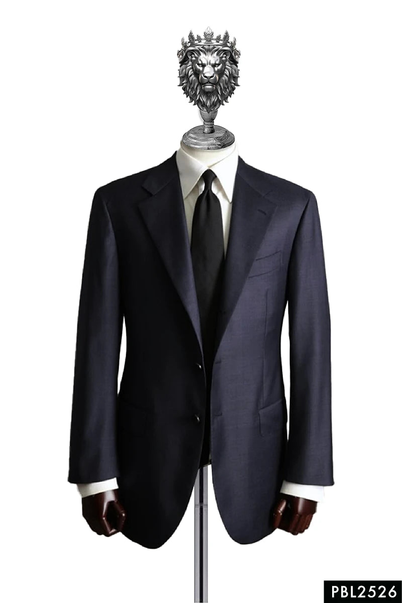 Black Wool-Blend Two-Piece Suit (Jacket & Trousers) - Image 1