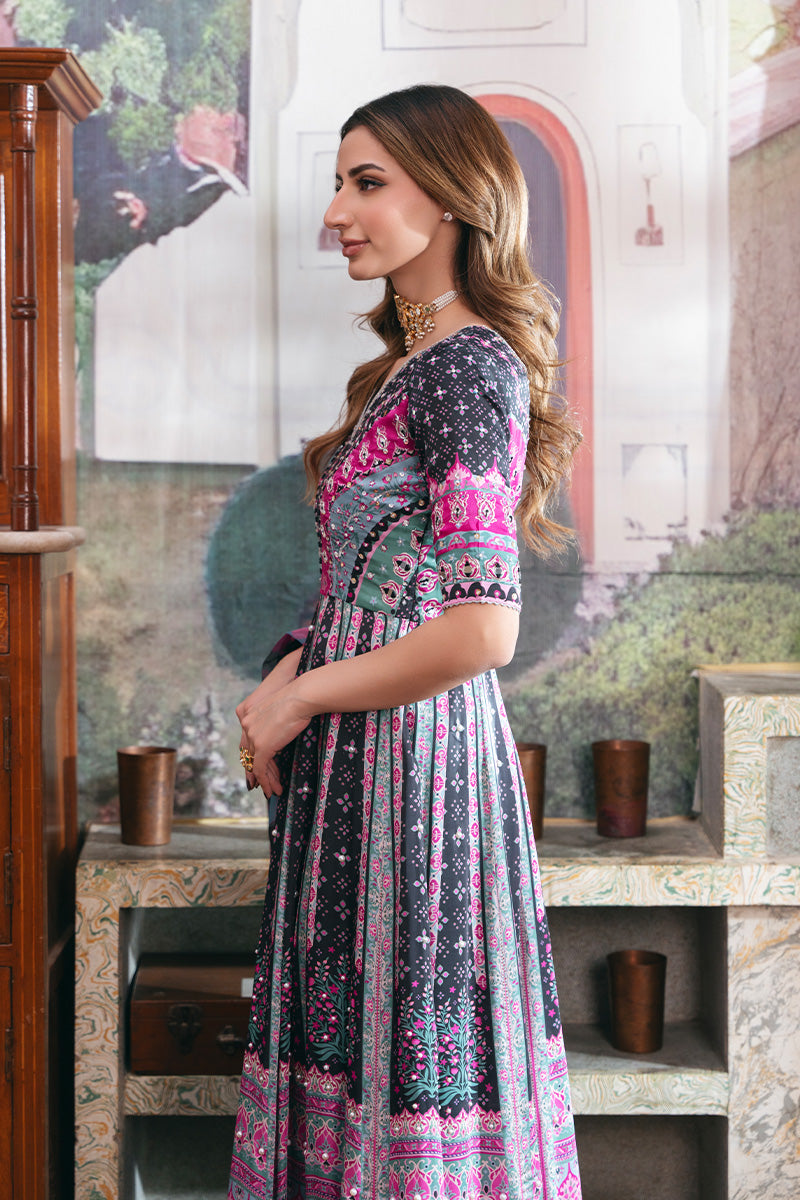 Black Embellished Charmeuse Silk Pishwas (2-Piece) - Image 3