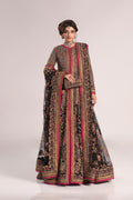 Pakistani Black Embroidered Net Open-Jacket Pishwas (3-Piece) - Image 12