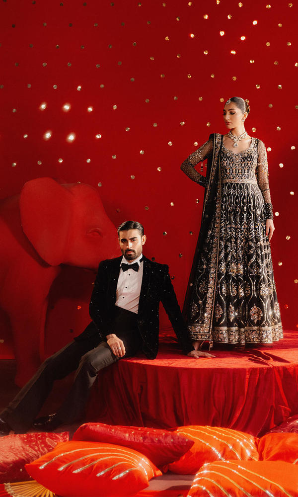 Black Sequin & Crystal Net Pishwas (3-Piece) - Image 7