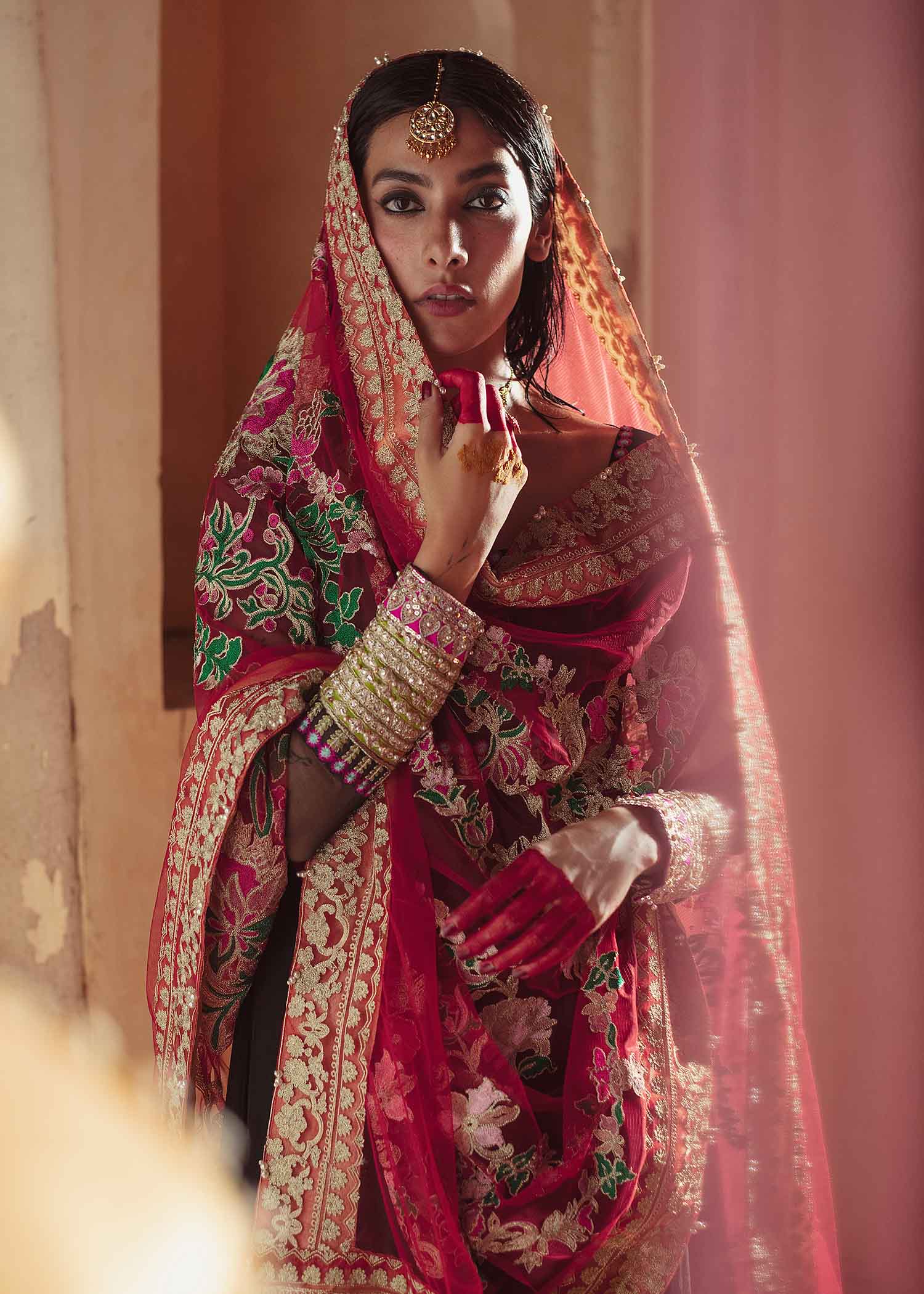 Pakistani Black Embroidered Organza Pishwas Dress (3-Piece) - Image 6