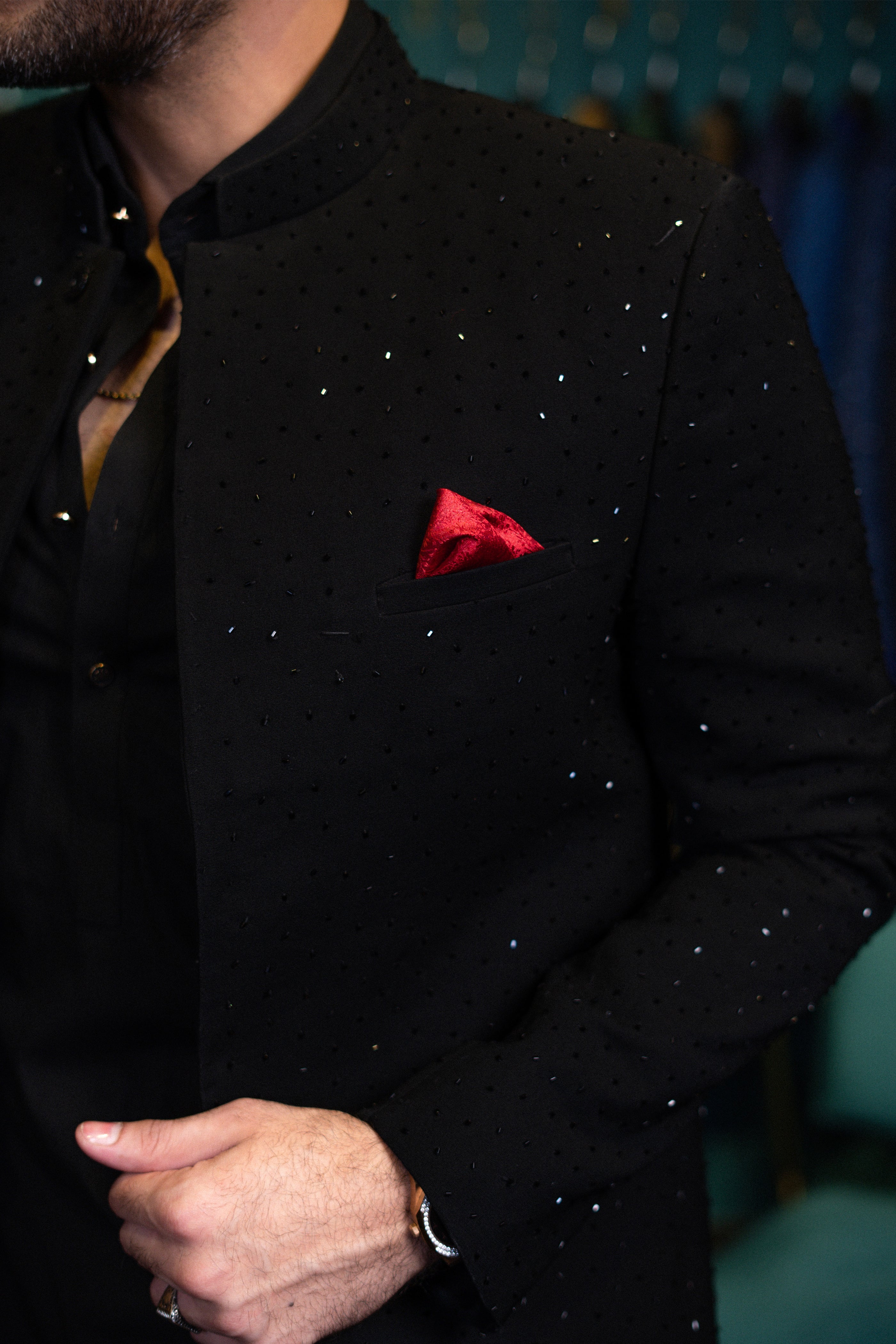 Black Cut Dana Armani Fabric Prince Coat (2-Piece) - Image 3