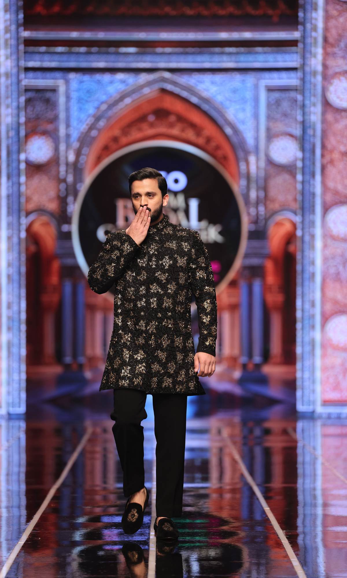 Black Gold Embroidered Silk-Blend Prince Coat (2-Piece) - Image 1