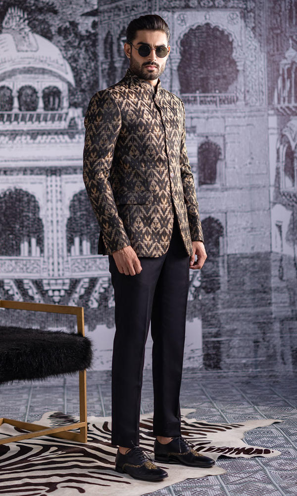 Black Gold Jacquard Prince Coat (2-Piece) - Image 4