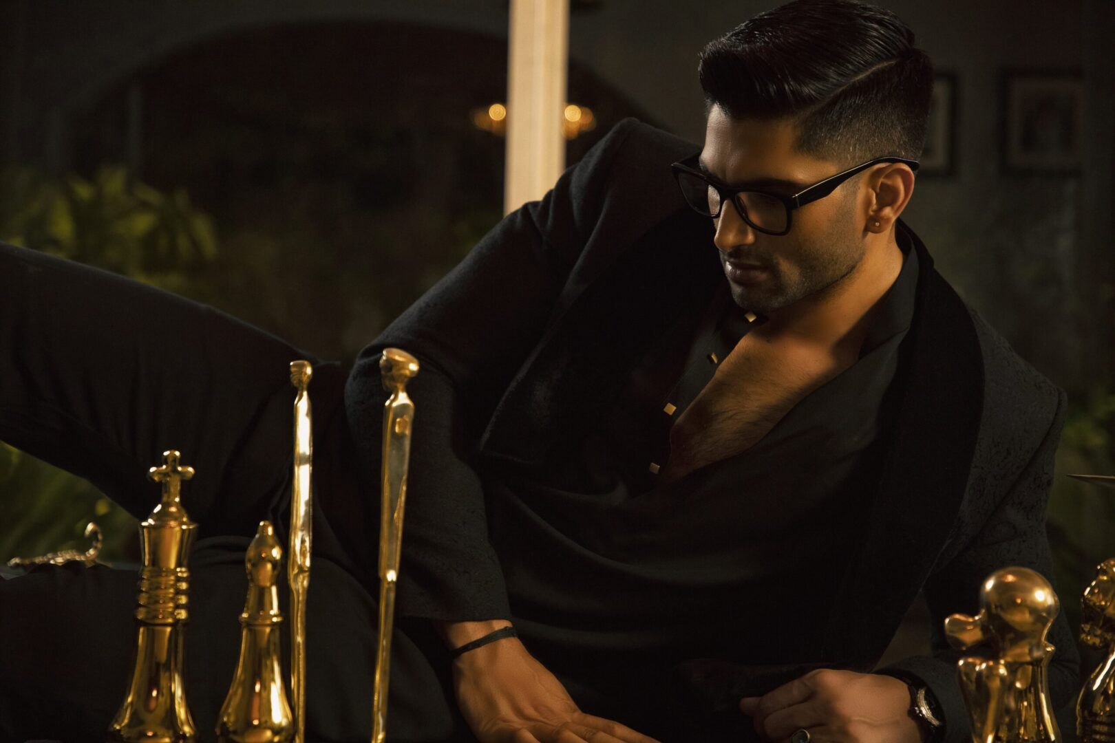 Black Self-Textured Karandi Prince Coat (3-Piece) - Image 5