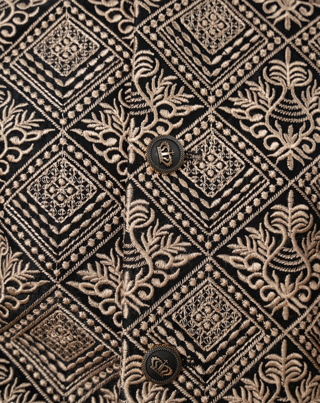 Black Gold Embroidered Raw Silk Prince Coat (3-Piece) - Image 4