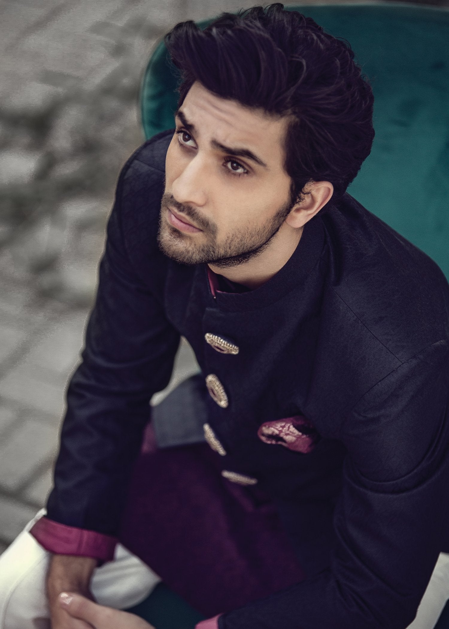 Jet Black Self Silk Prince Coat (2-Piece) - Image 2