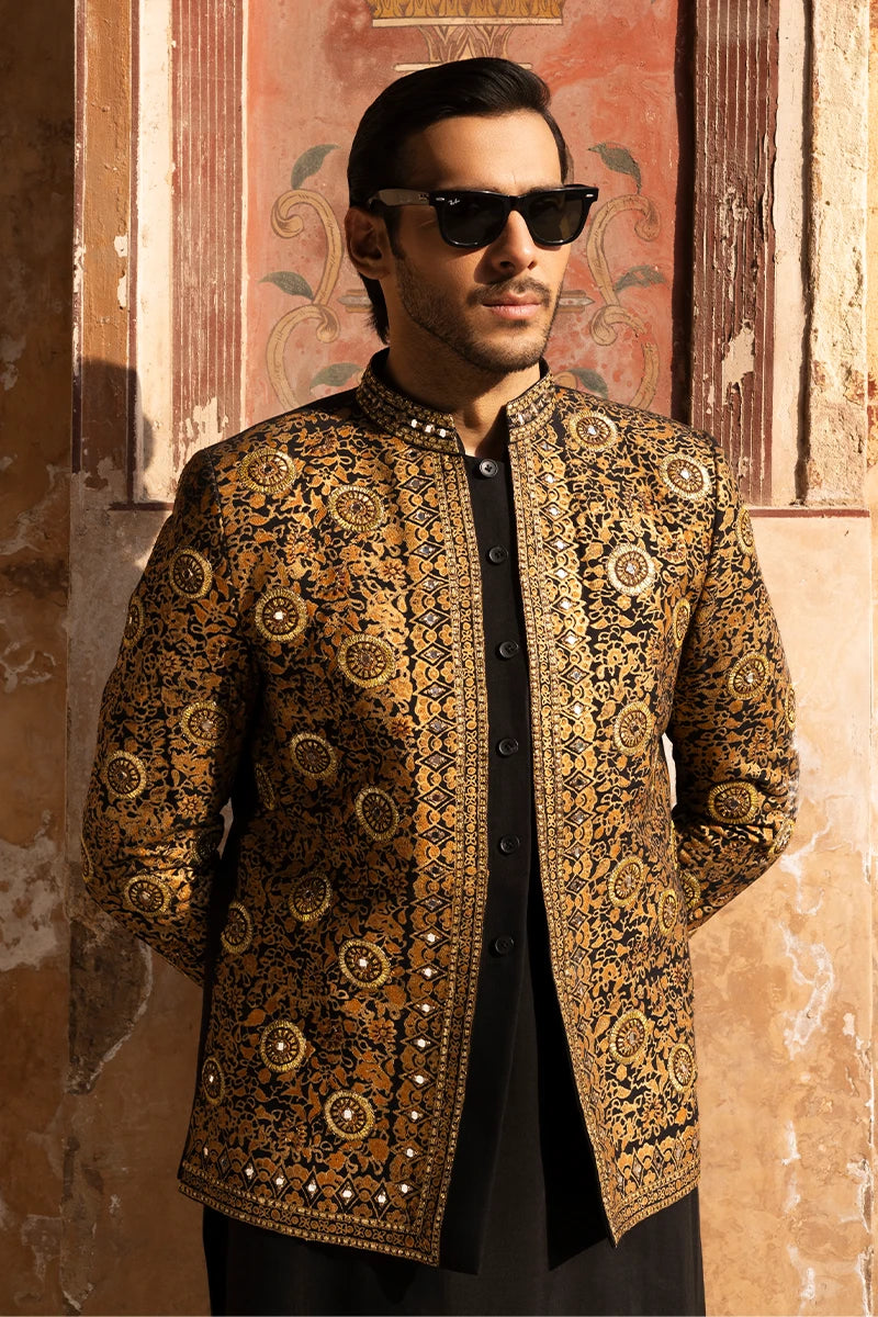Black Embroidered Serona Prince Coat (3-Piece) - Image 3