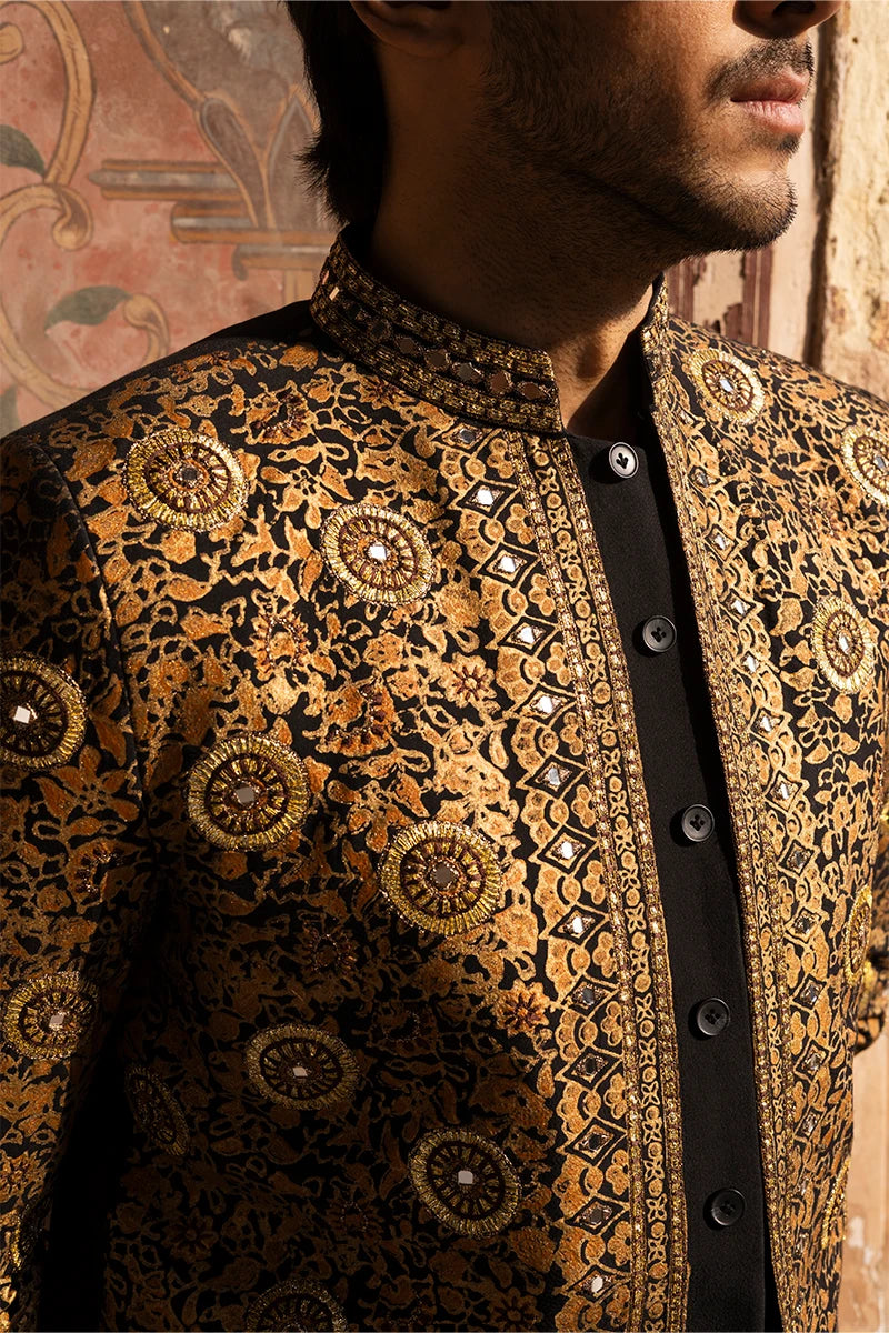 Black Embroidered Serona Prince Coat (3-Piece) - Image 4