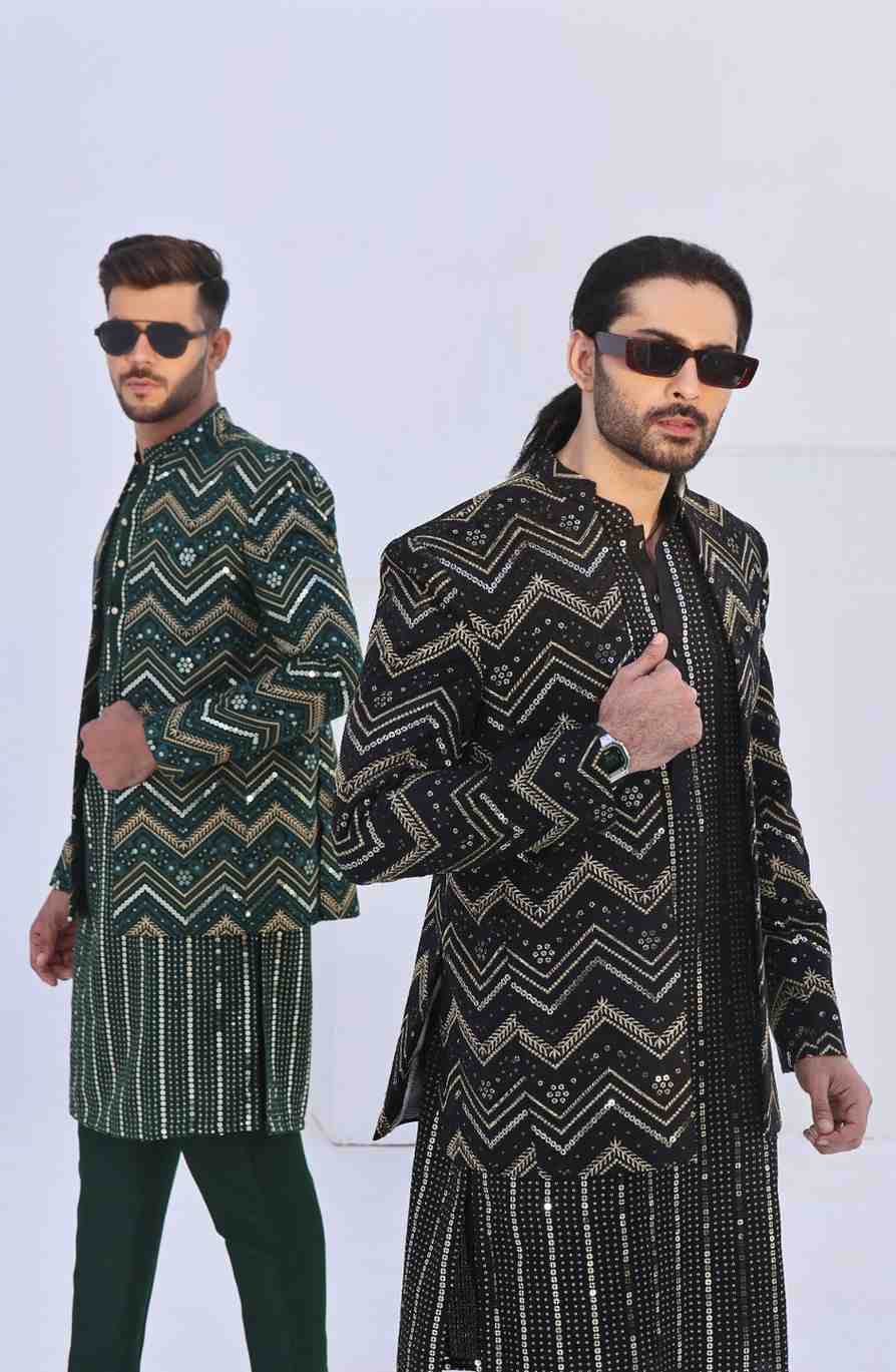 Black Sequinned Silk-Blend Prince Coat (3-Piece) - Image 4