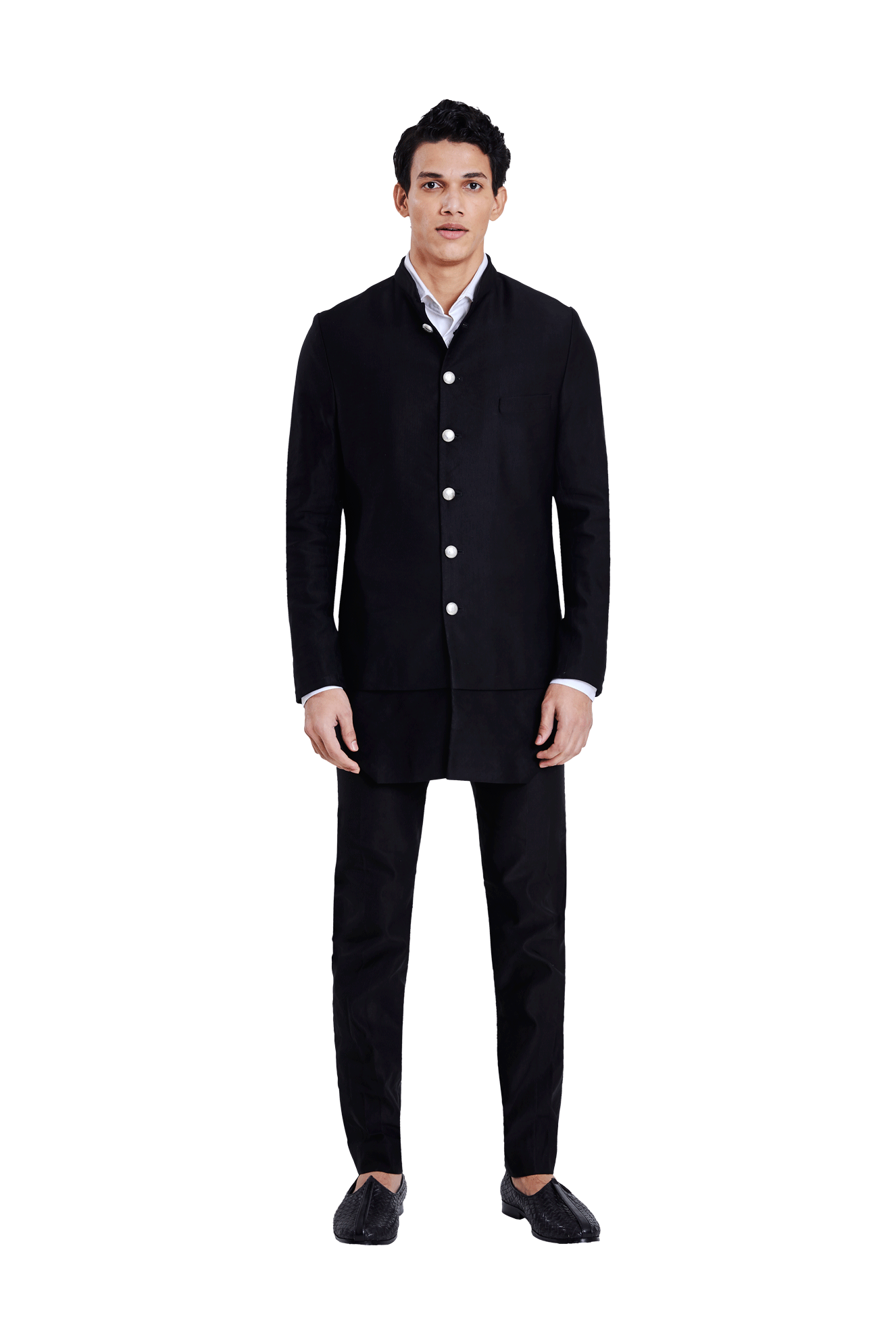 Black Embroidered Silk Bandhgala Prince Coat (3-Piece) - Image 13