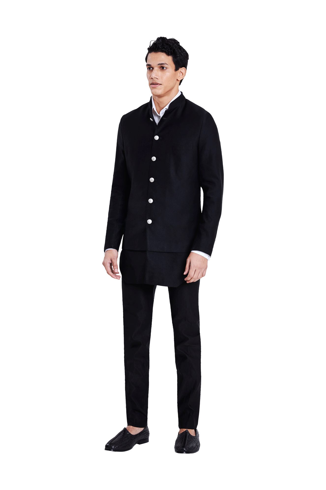 Black Embroidered Silk Bandhgala Prince Coat (3-Piece) - Image 14