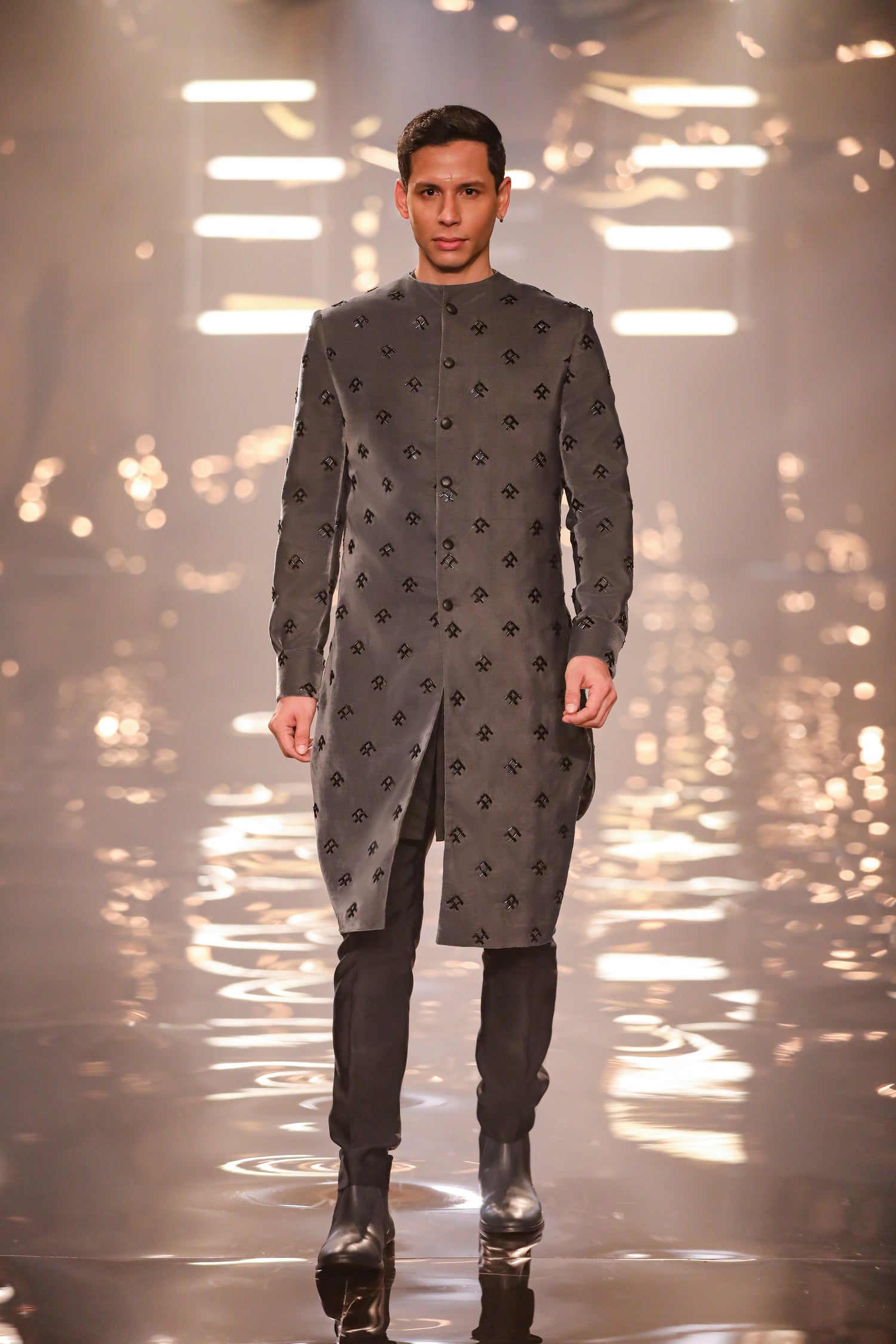 Black Embroidered Silk Bandhgala Prince Coat (3-Piece) - Image 4