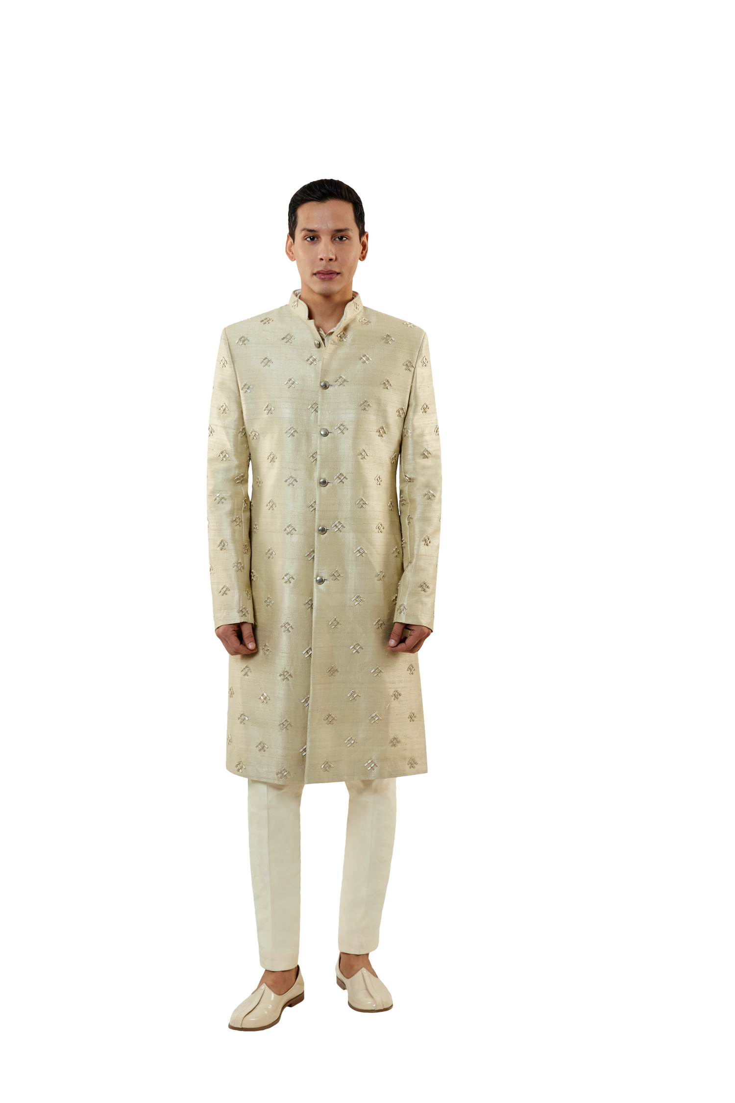 Black Embroidered Silk Bandhgala Prince Coat (3-Piece) - Image 7