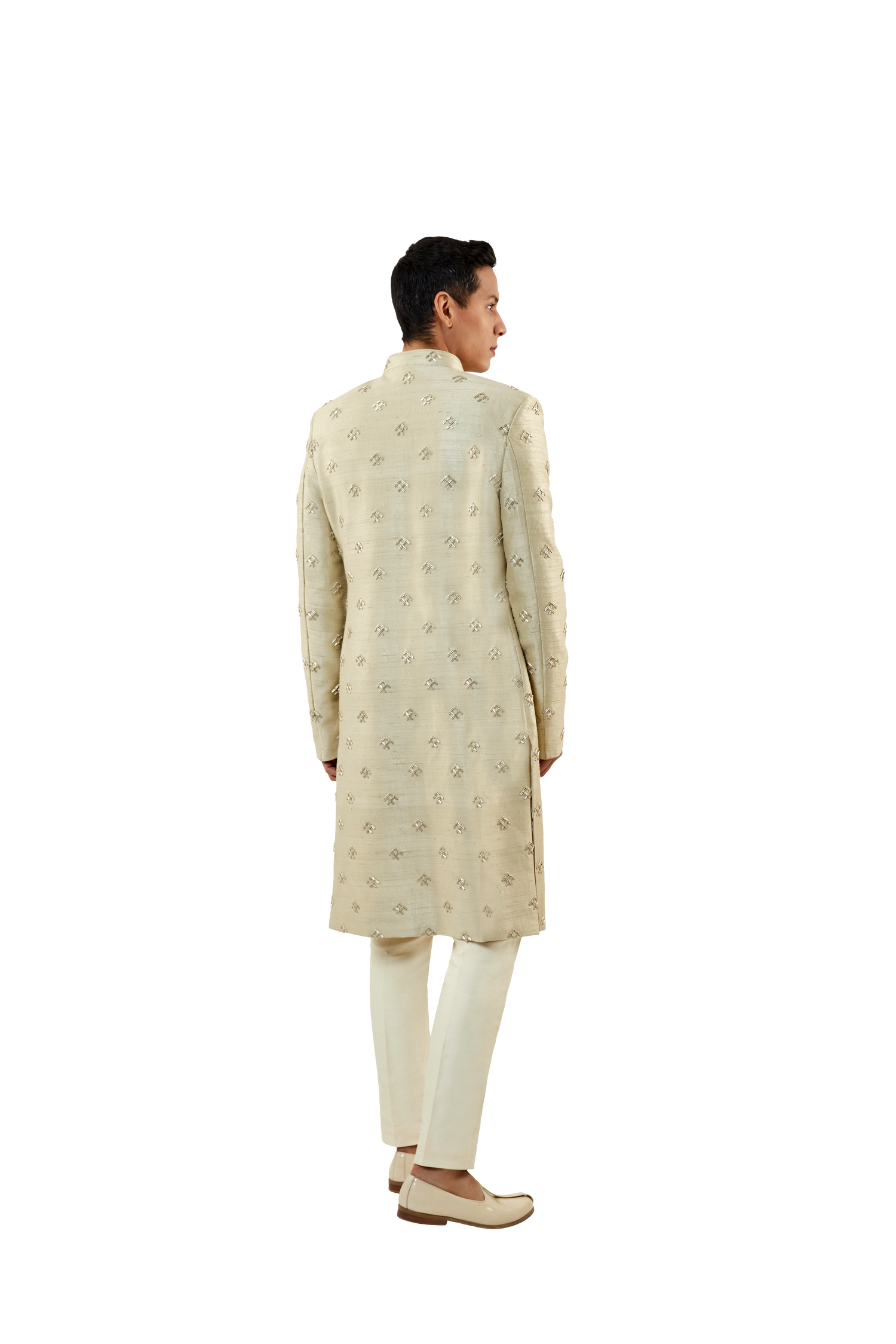 Black Embroidered Silk Bandhgala Prince Coat (3-Piece) - Image 8