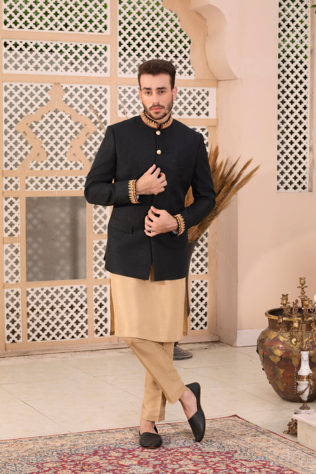 Black Adda Work Suiting Prince Coat (3-Piece) - Image 1