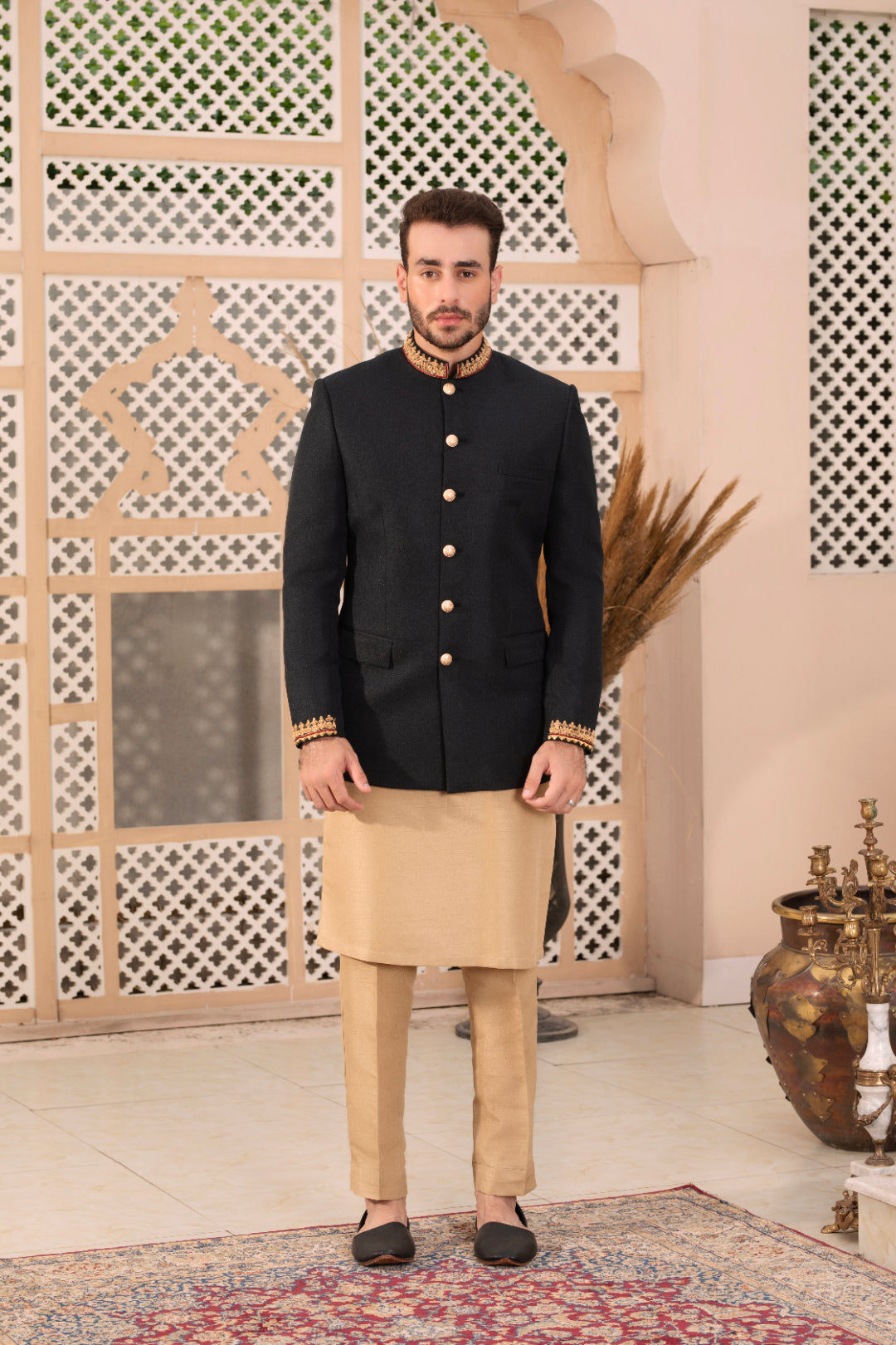 Black Adda Work Suiting Prince Coat (3-Piece) - Image 2