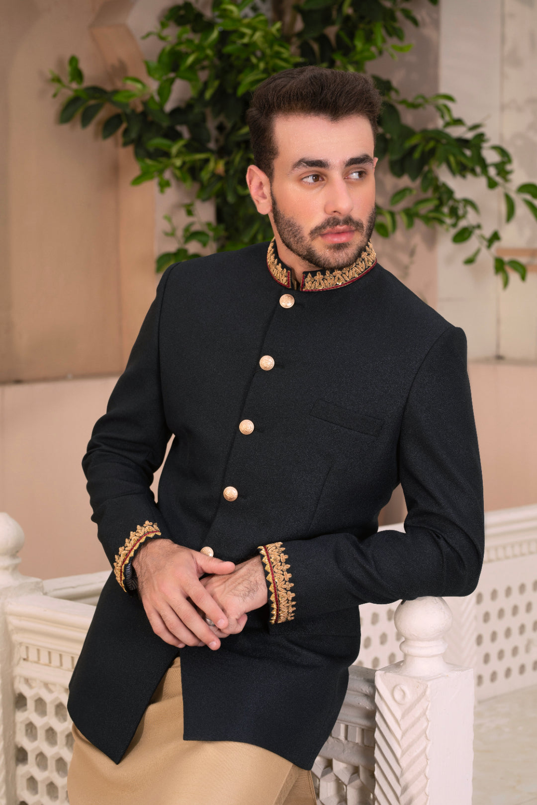 Black Adda Work Suiting Prince Coat (3-Piece) - Image 3