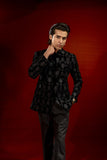 Black Embroidered Velvet Prince Coat (2-Piece) - Image 8