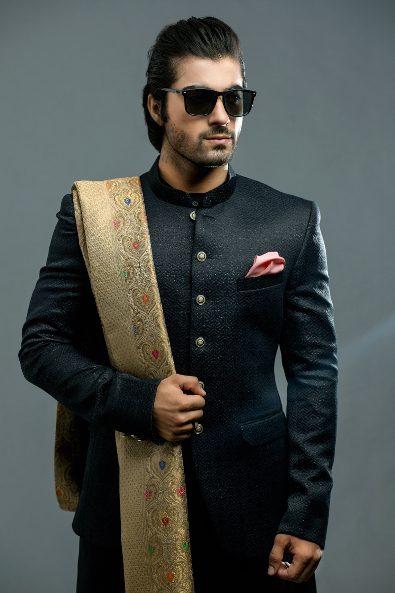 Black Textured Wool-Blend Princecoat (2-Piece) - Image 2