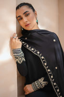 Pakistani Black Ari Embroidered Crepe Silk Salwar Kameez (3-Piece) - Image 3